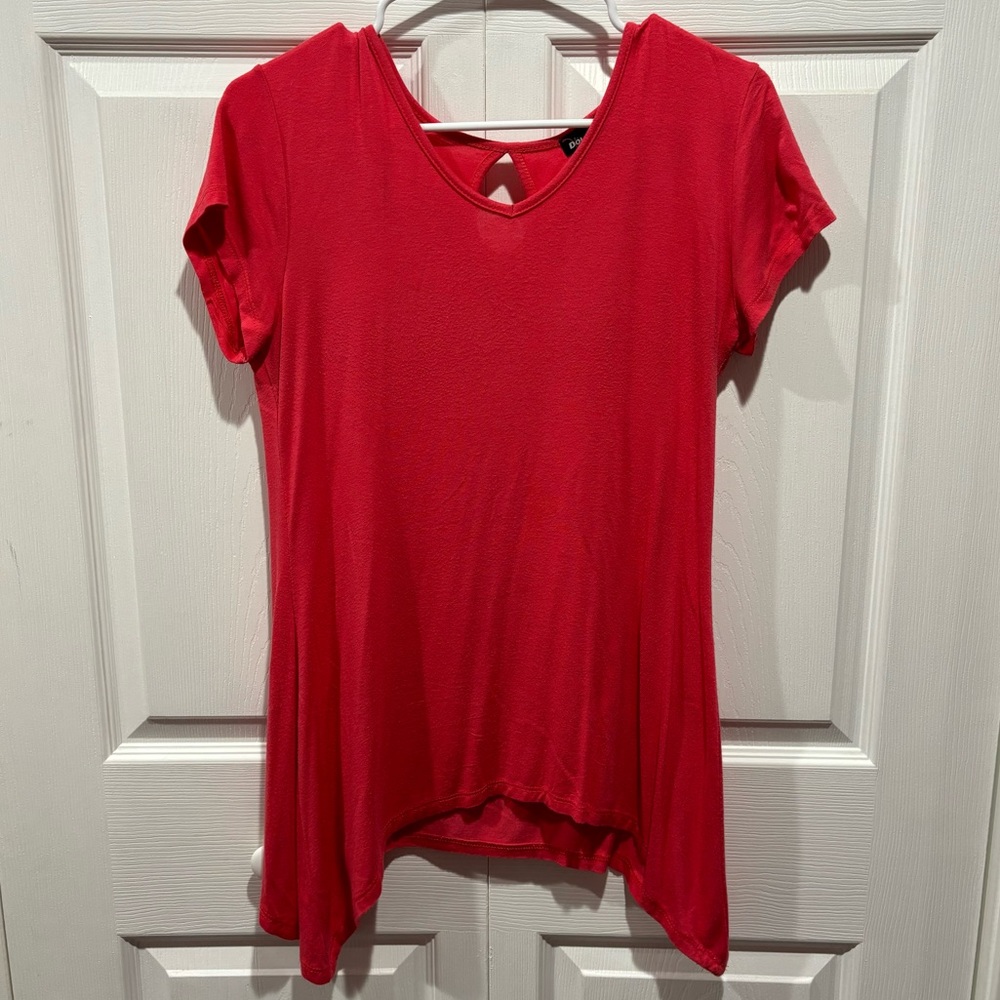 DOUBLE TAKE Women’s Soft Cotton Short Sleeve Tee Shirt Top - coral/pink, size S